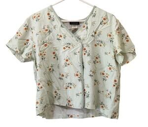 Fritzi California Women Size‎ Medium Short Sleeve Blouse Button Down Cottagecore